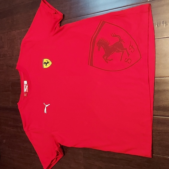 Puma Scuderia Ferrari Red Cotton Rolled Short Sleeve T-Shirt Size Medium - Picture 4 of 10